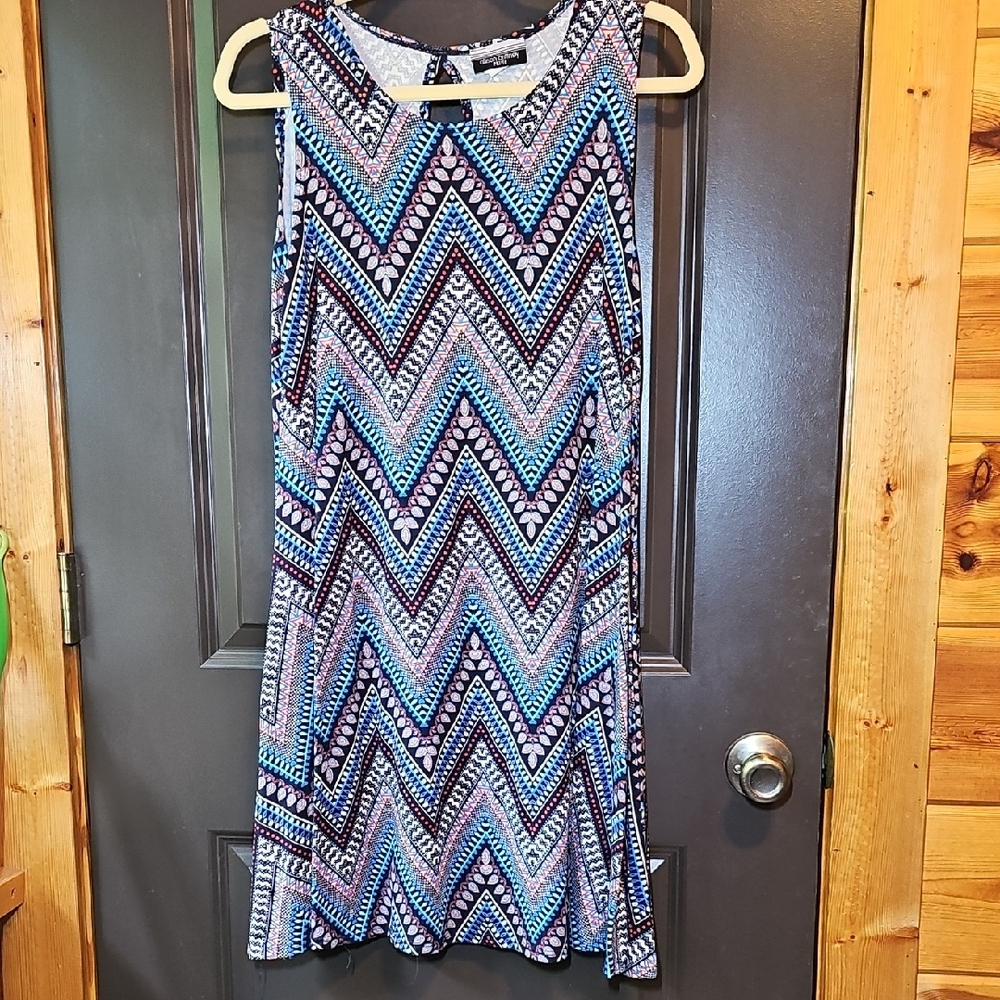 Allison Brittney A-Line Mini Dress Blue and Black